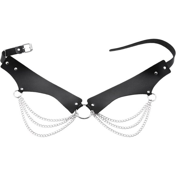 Women Girls Faux Leather Punk Chain Waist Belt Adjustable Layered Accessories main image 5
